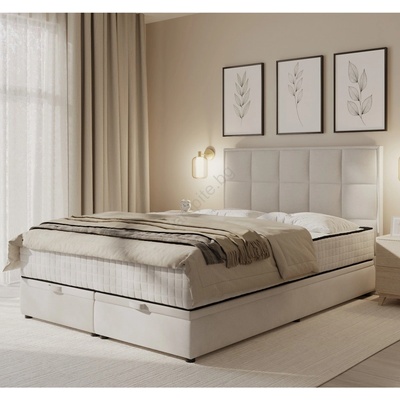 Meble Polskie Тапицирано легло с матраци и място за съхранение GRACE 180x200 cm сиво (MF0029)
