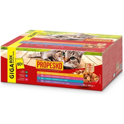 Propesko krmivo v kapsičkách mäso a losos v omáčke 80 x 100 g