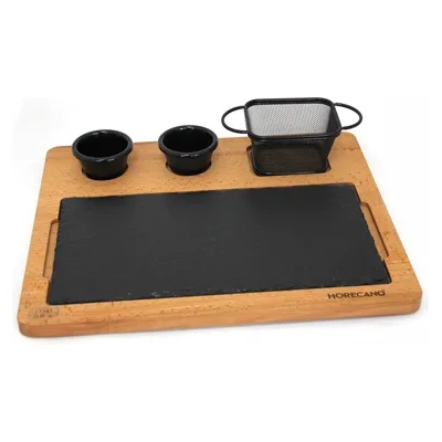 Horecano Horecano-К-кт за сервиране hc-17381(дъска 38/32см+плоча gn 1/3+2рамекина+кошничка) (0117381)