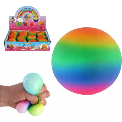 Teddies Loptička antistresová mačkací sliz 6cm dúhový