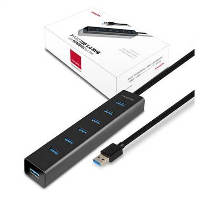 AXAGON 7x USB3.0 ALU CHARGING hub vč. AC adapteru (HUE-SA7BP)