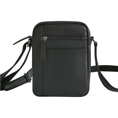 Malá čierna pánska kožená crossbody taška