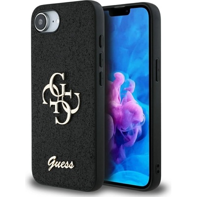 GUESS Калъф Guess PU Fixed Glitter 4G Metal Logo - iPhone 16e - Черен (3666339453435)