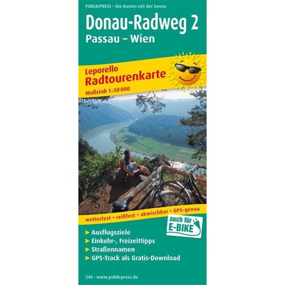 Dunajská cyklostezka 2, Pasov-Vídeň 1:50 000 / cyklistická mapa
