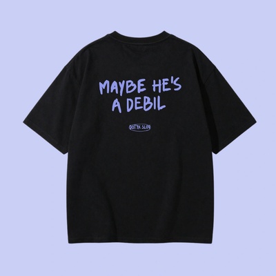 Dotyk Slov Oversized unisex tričko Maybe He's a Debil čierna