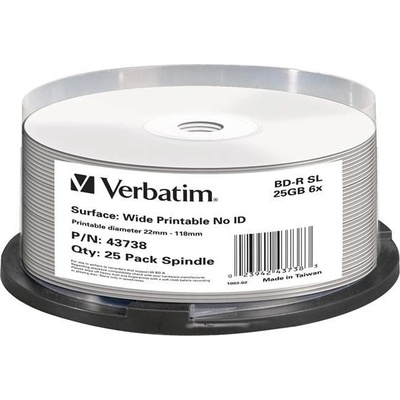VERBATIM BD-R 25GB 6x, printable, spindle, 25ks (43738) – Zboží Živě