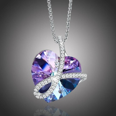 Éternelle Exkluzivní Swarovski elements romantic love violet - srdíčko NH1066-N1798B Fialová