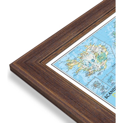 National Geographic Skandinávie a Island - nástěnná mapa Classic 60 x 75 cm Varianta: mapa v dřevěném rámu, Provedení: Volta ořech