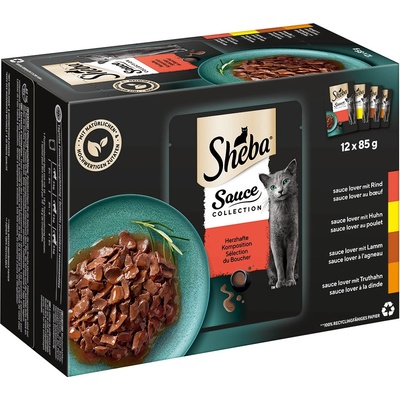 Sheba Sauce Collection hovězí kuřecí jehněčí krůtí 12 x 85 g