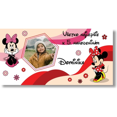 Personal Narodeninový banner s fotkou - Minnie Rozmer banner: 130 x 65 cm