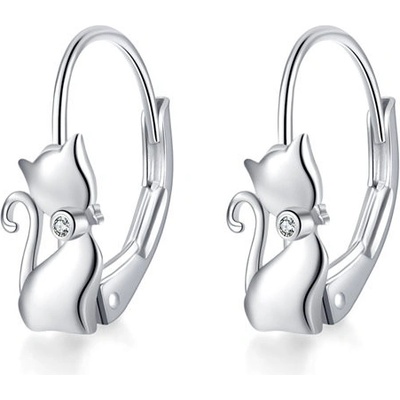 Lunica Stříbrné visací náušnice KOČKA 0806