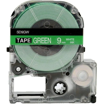 Epson LK-3GWV, SD9GW, 9mm x 9m, biela tlač / zelený podklad, kompatibilná páska