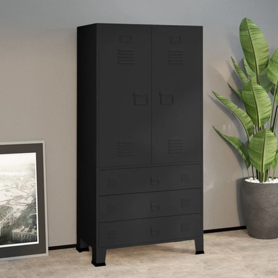 vidaXL Индустриален гардероб, черен, 90x50x180 см, метал (339613)