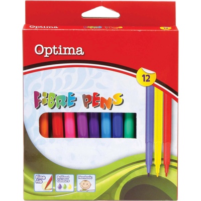 Optima Флумастри Optima, 12 цвята (26756-А)