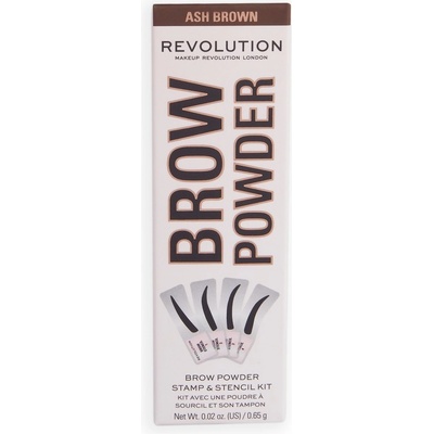 Makeup Revolution London Brow Powder Stamp & Stencil pudr na obočí se šablonami Dark Brown 0,65 g