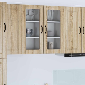 vidaXL Стенен стъклен шкаф PORTO 2 pcs Сонома дъб 40 x 31 x 80 см (885340)