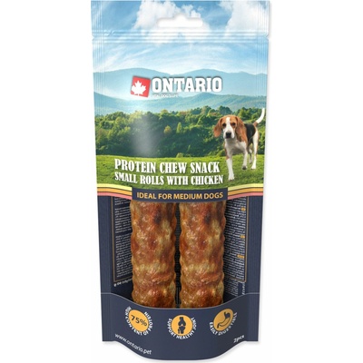 ONTARIO Protein žuvacie pamlsok malá rolka s kuraciecím 2 ks 12,7 cm