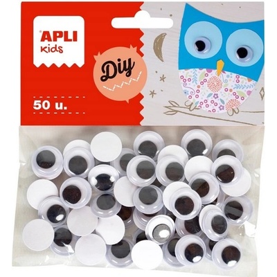 Apli Moving Eyes - oči kulaté 15 mm, samolepicí [50 ks] - černé