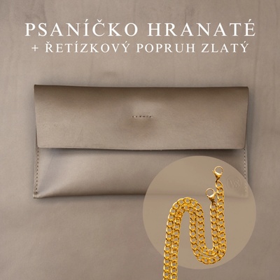 Wood Style psaníčko Hranaté Mokka Řetízkový zlatý