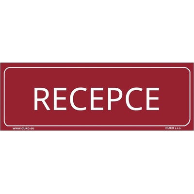 DUKO RECEPCE tabulka červená Formát: 300 x 105 mm, Materiál: plast 1 mm, samolepící vinylová fólie