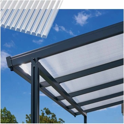 Gutta Terrassendach Premium, 9,135 x 5,06 m antracit, Polykarbonát 16 mm čirá, bílé pruhy
