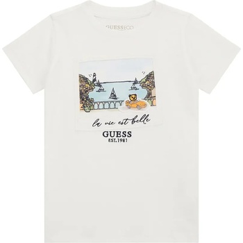 Image 1 of GUESS Бяла тениска с морски пейзаж и мече за мини момче Guess