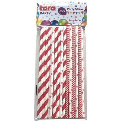 TORO Papierové slamky 20cm červené 25 ks