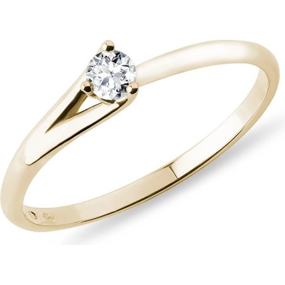 KLENOTA Zlatý Solitaire prsteň s diamantom k0389013