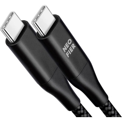 Neofier Здрав кабел с въжена оплетка и бързо зареждане за устройства с USB-C порт - Neofier Braided USB-C to USB-C Fast Charging Cable 60W (100 см) (черен) (NF4CCB0503B)