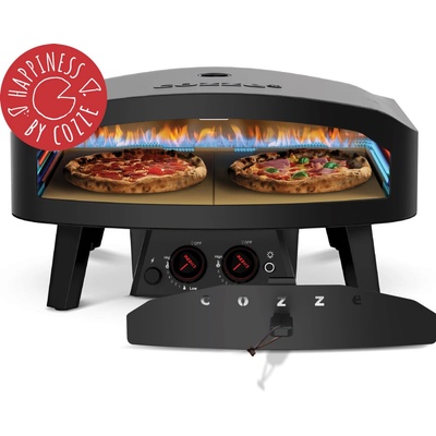 COZZE Pizza pec na plyn 24" na dve pizze s dvierkami a teplomerom BLACK EDITION