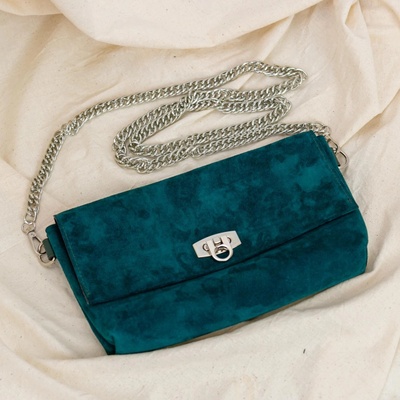 Ammyla kožená kabelka Daria velur turquoise Crossbody