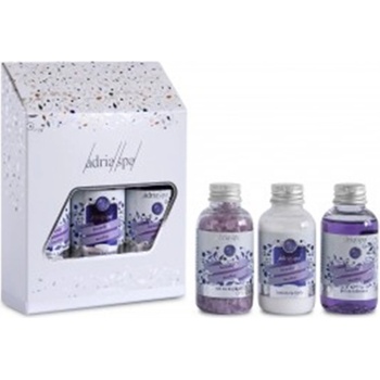 Adria-Spa Lavender & Olive výživný sprchový gel 50 ml + koupelová sůl 50 ml + tělové mléko 50 ml dárková sada