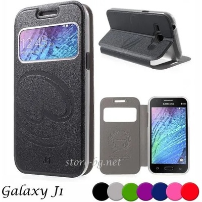 Samsung Galaxy J1 Window Wallet Кожен Калъф + Протектор