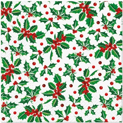 PAW2 Papírové ubrousky PAW Holly Pattern 20 ks 33x33cm