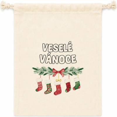 Bavlněný pytlík s potiskem VESELÉ VÁNOCE - Zachraň mě!