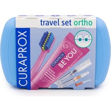Curaprox Travel Set zubná kefka + CPS medzizubné kefky 2 ks + zubná pasta 10 ml darčeková sada, modrý