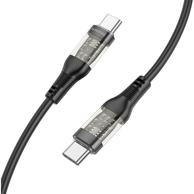 Borofone BU37 Transparent Exploration - typ C na typ C - 60W, 1,2m, černý