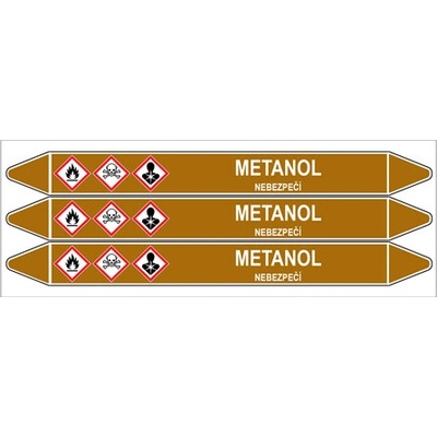 Značení potrubí, metanol,3 ks, 355 × 37 mm PZ 008181