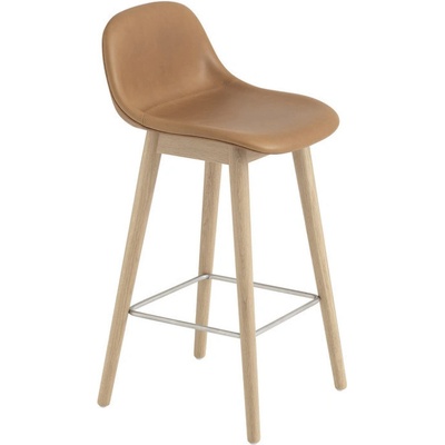 Muuto Fiber 65cm s opěrkou wood base / cognac leather