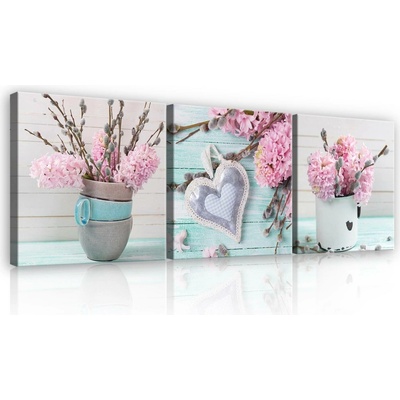 Postershop Obraz na plátně: Zátiší s hyacinty - set 3ks 25x25cm
