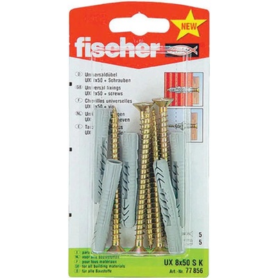 Fischer УНИВЕРСАЛЕН ДЮБЕЛ С ВИНТ Ф8Х50ММ 5 БРОЯ fischer ux s k (4006209908730)