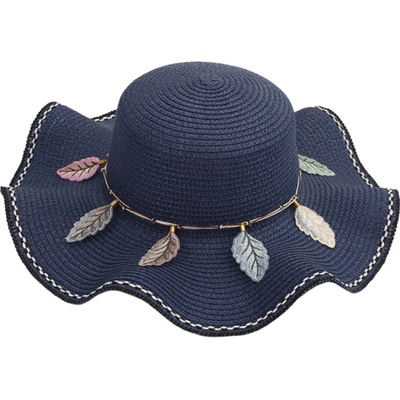Dámský klobúk s lístkami modrý