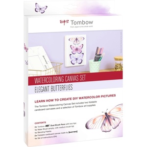 Tombow Комплект за акварелно рисуване на платно Пеперуди (CANVAS-SET1)