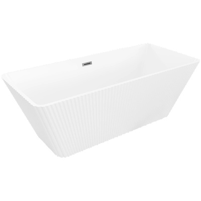 Mexen Tava свободностояща оребрена вана 170 x 75 см, бяла, преливник gun gray матиран - 52851707500-66 (52851707500-66)