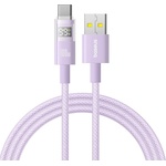 Baseus - Data Cable Display 2 (P10382701511-01) - Бързо зареждане, USB към Type-C, цифров дисплей, 100 W, 2 m - Nebula Purple