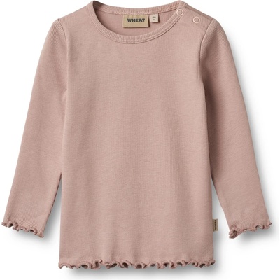 WHEAT Детска блуза с дълъг ръкав WHEAT Kid's Rib T-Shirt L/S Ida Longsleeve - Rose Powder - размер 68 (EU) (704-4606-0410)