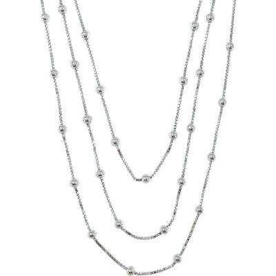 InfinitySilver Strieborný náhrdelník s guľôčkami trojitý 210602446