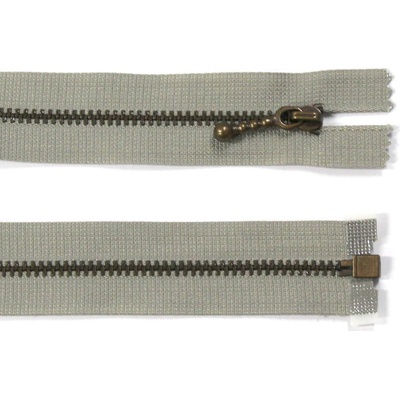 Kovový zip no.3 rozepínací 70cm béžovo-šedá