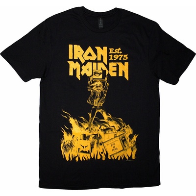Iron Maiden tričko Est. 1975 Holy Smoke Jumbo Yellow čierna