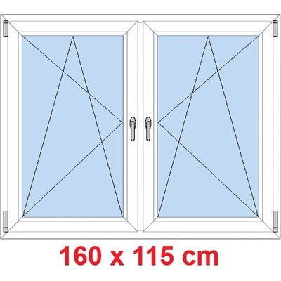 Soft Dvoukřídlé plastové okno 160x115 cm OS+OS se sloupkem Bílá